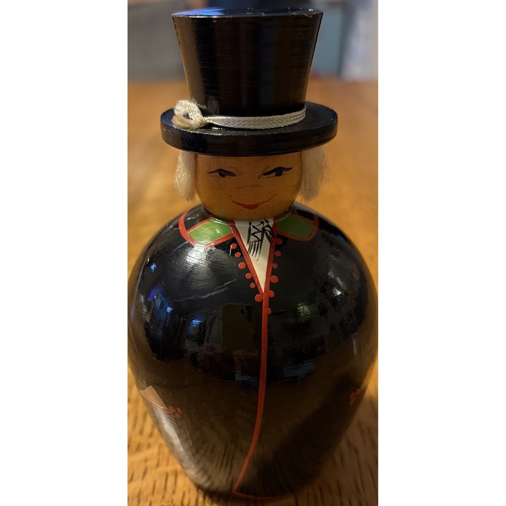 Vintage Salvo Estonia Wooden Doll Mulgi Man Folk Costume USSR Soviet Art 5"